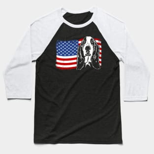 Proud Basset Hound American Flag patriotic dog Baseball T-Shirt